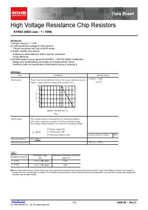 KTR03 Datasheet PDF ROHM Semiconductor