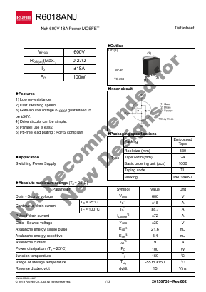 R6018ANJTL Datasheet PDF ROHM Semiconductor