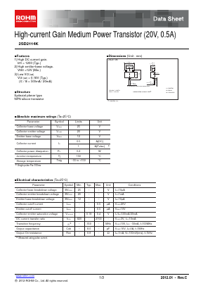 2SD2114KT146V Datasheet PDF ROHM Semiconductor