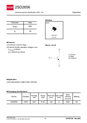2SD2656T106 Datasheet PDF ROHM Semiconductor