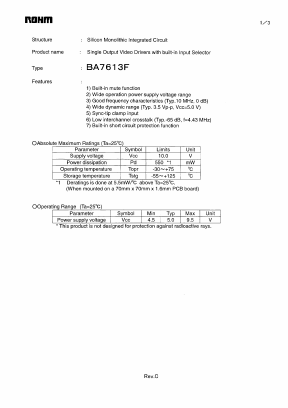 BA7613F-E2 Datasheet PDF ROHM Semiconductor