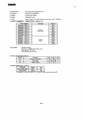 BR25010-10TU-2.7 Datasheet PDF ROHM Semiconductor