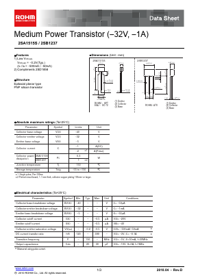 2SB1237TV2P Datasheet PDF ROHM Semiconductor