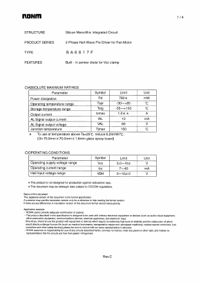 BA6817F Datasheet PDF ROHM Semiconductor