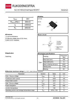 RJK005N03FRA Datasheet PDF ROHM Semiconductor