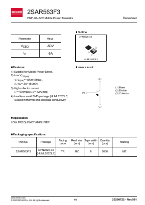 2SAR563F3TR Datasheet PDF ROHM Semiconductor