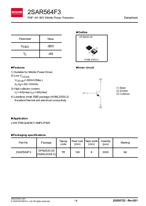 2SAR564F3 Datasheet PDF ROHM Semiconductor