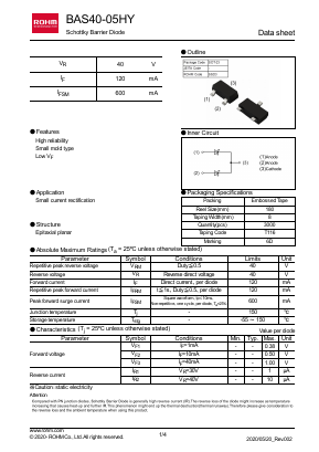 BAS40-05HYT116 Datasheet PDF ROHM Semiconductor