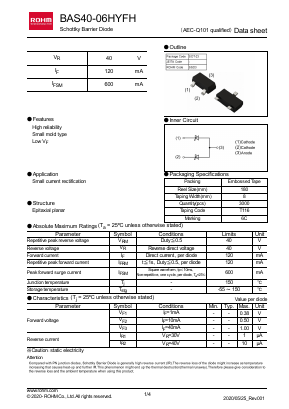 BAS40-06HYFH Datasheet PDF ROHM Semiconductor