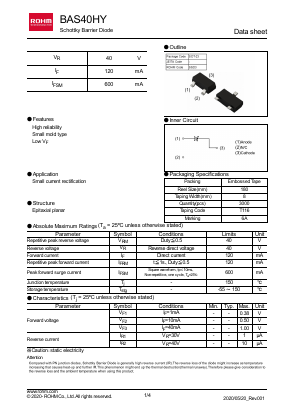 BAS40HY Datasheet PDF ROHM Semiconductor