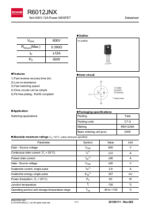R6012JNX Datasheet PDF ROHM Semiconductor