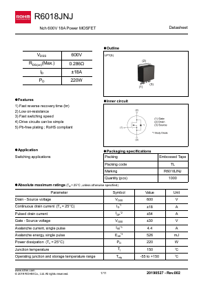 R6018JNJ Datasheet PDF ROHM Semiconductor