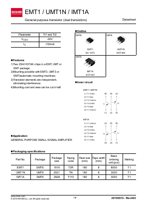 UMT1NTN Datasheet PDF ROHM Semiconductor