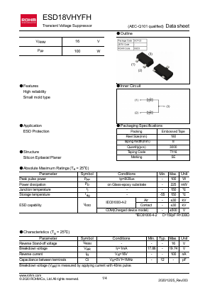 ESD18VHYFH Datasheet PDF ROHM Semiconductor