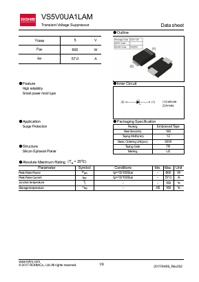 VS6V0UA1LAM Datasheet PDF ROHM Semiconductor