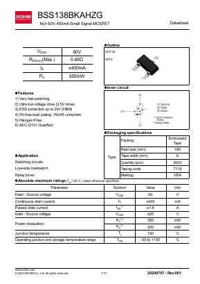 BSS138BKAHZG Datasheet PDF ROHM Semiconductor