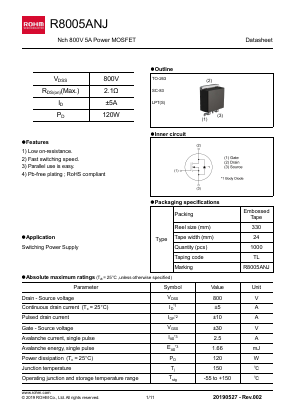 R8005ANJ Datasheet PDF ROHM Semiconductor