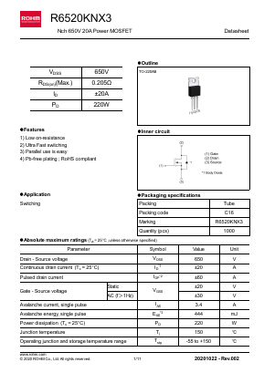 R6520KNX3 Datasheet PDF ROHM Semiconductor