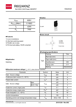 R6024KNZ Datasheet PDF ROHM Semiconductor