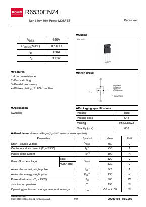R6530ENZ4 Datasheet PDF ROHM Semiconductor