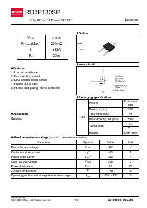 RD3P130SP Datasheet PDF ROHM Semiconductor