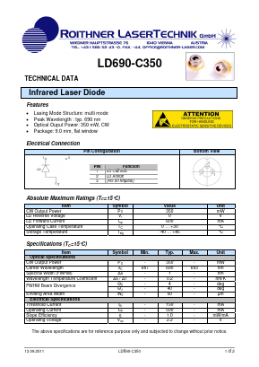 LD690-C350 Datasheet PDF Roithner LaserTechnik GmbH