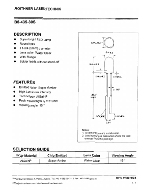 B5-435-30S Datasheet PDF Roithner LaserTechnik GmbH