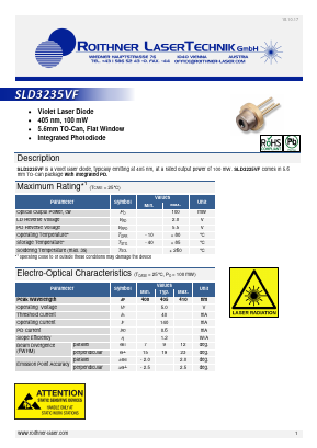 SLD3235VF Datasheet PDF Roithner LaserTechnik GmbH
