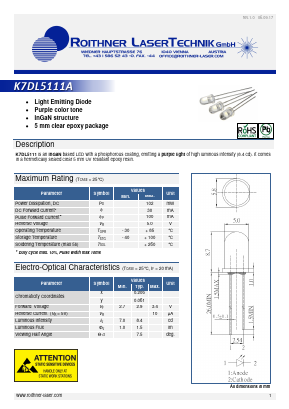 K7DL5111A Datasheet PDF Roithner LaserTechnik GmbH