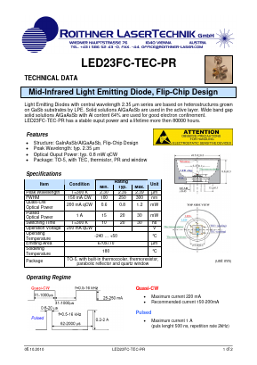 LED23FC-TEC-PR Datasheet PDF Roithner LaserTechnik GmbH