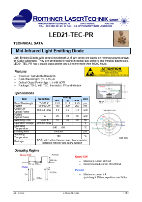 LED21-TEC-PR Datasheet PDF Roithner LaserTechnik GmbH