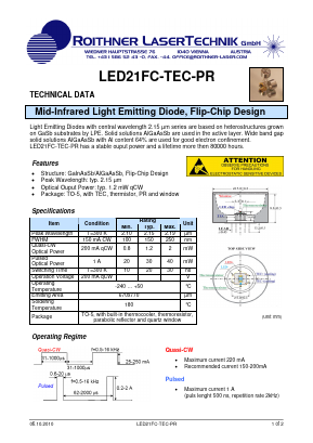 LED21FC-TEC-PR Datasheet PDF Roithner LaserTechnik GmbH