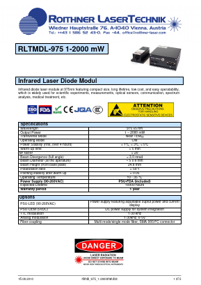 RLTMDL-975 Datasheet PDF Roithner LaserTechnik GmbH
