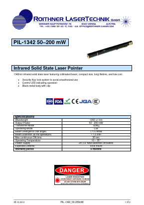 PIL-1342 Datasheet PDF Roithner LaserTechnik GmbH