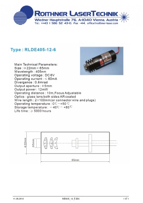 RLDE405-12-6 Datasheet PDF Roithner LaserTechnik GmbH