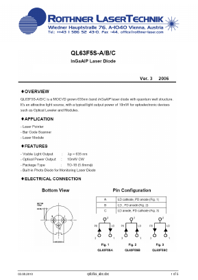 QL63F5S-A Datasheet PDF Roithner LaserTechnik GmbH