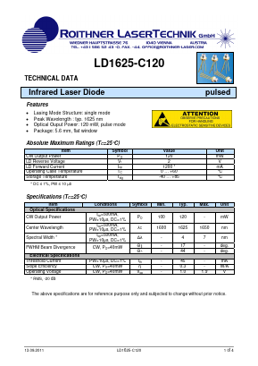 LD1625-C120 Datasheet PDF Roithner LaserTechnik GmbH