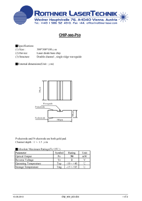 CHIP-980-P50 Datasheet PDF Roithner LaserTechnik GmbH