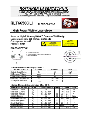 RLT6650GLI Datasheet PDF Roithner LaserTechnik GmbH