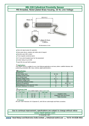 MS-228 Datasheet PDF Reed Relays and Electronics