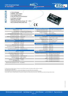 RS7-2405D20A5 Datasheet PDF RSG Electronic Components GmbH