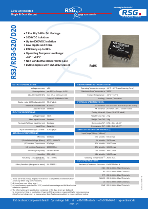 RS3-4805D20A1 Datasheet PDF RSG Electronic Components GmbH