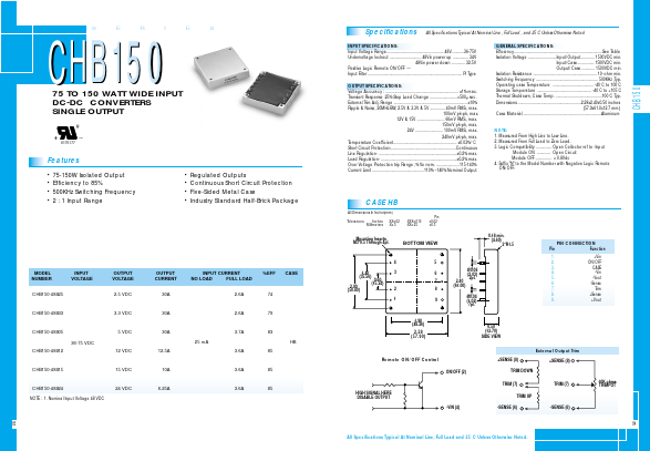 CHB150-48S12 Datasheet PDF RSG Electronic Components GmbH