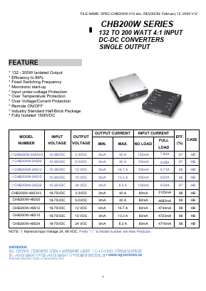 CHB200W-24S15 Datasheet PDF RSG Electronic Components GmbH