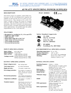 PU65-45-1 Datasheet PDF RSG Electronic Components GmbH
