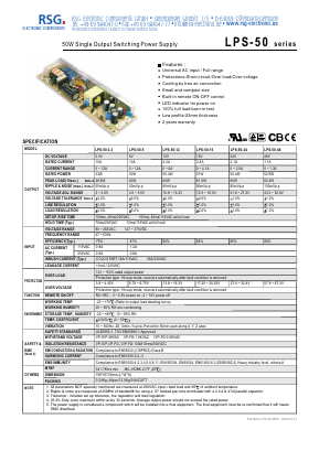 LPS-50 Datasheet PDF RSG Electronic Components GmbH