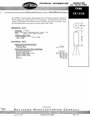 CK1038 Datasheet PDF Raytheon Company