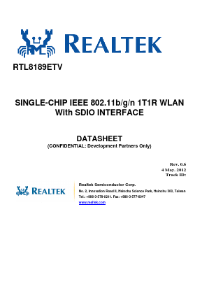 8189ETVRTL8189ETV Datasheet PDF Realtek Semiconductor