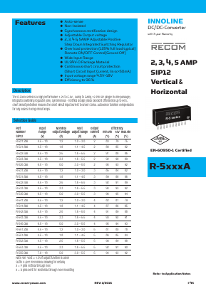 R-531.2PA Datasheet PDF RECOM Electronic GmbH