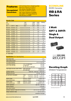RB-1.81.8S Datasheet PDF RECOM Electronic GmbH
